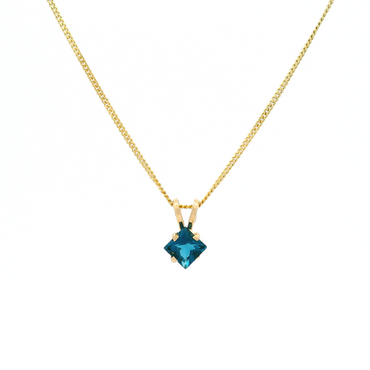 Square-Cut Blue Topaz Pendant Necklace