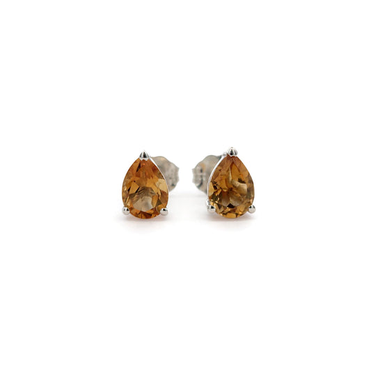 Citrine Pear Studs