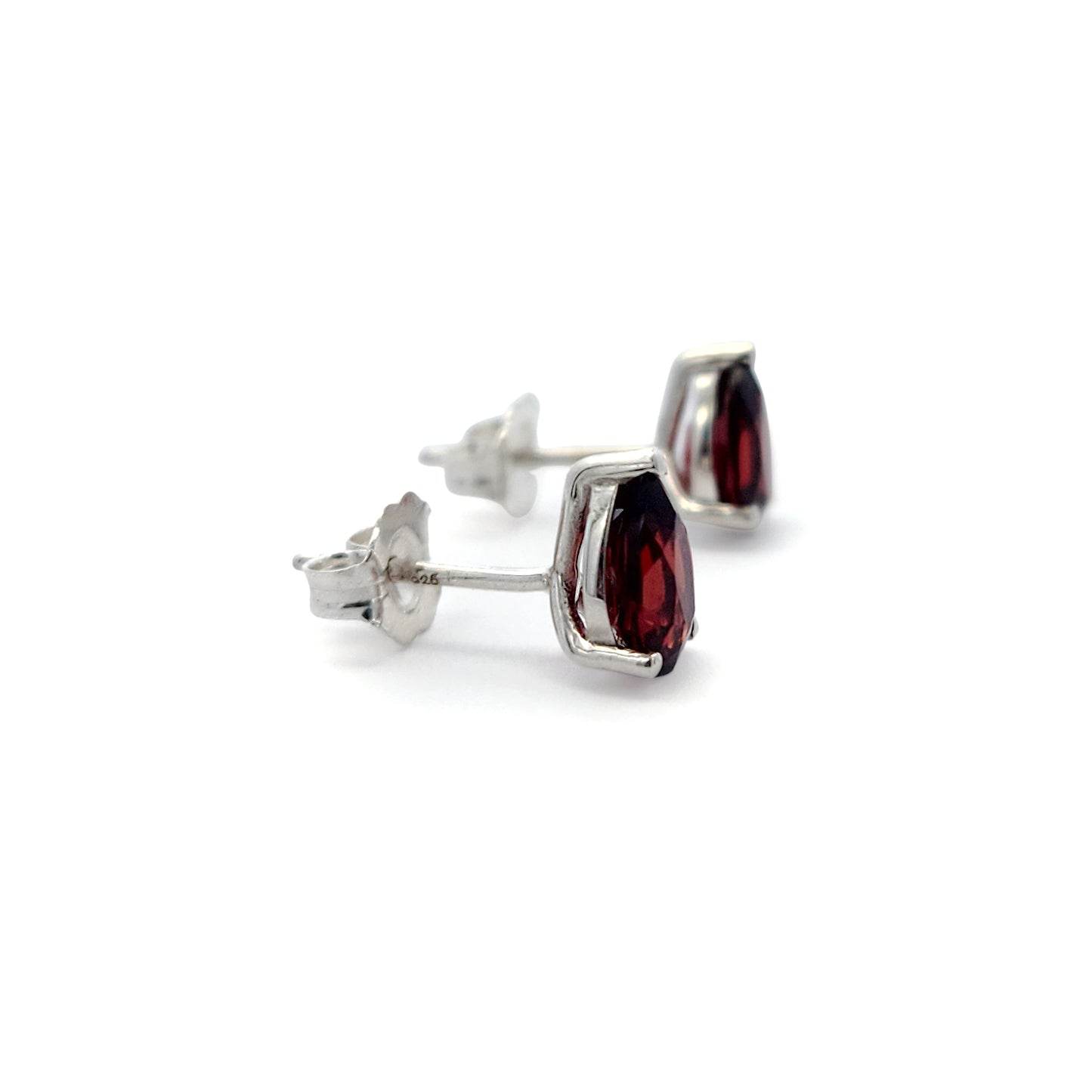 Garnet Pear Studs