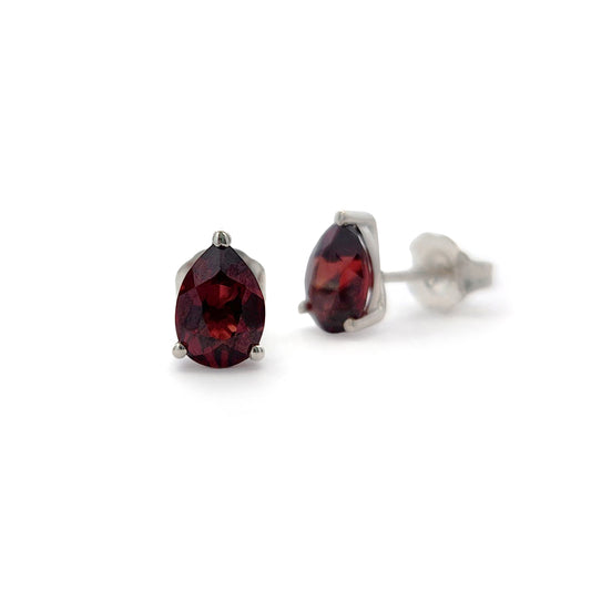 Garnet Pear Studs