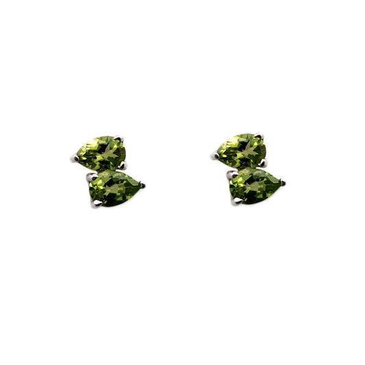 Double Pear Peridot Studs