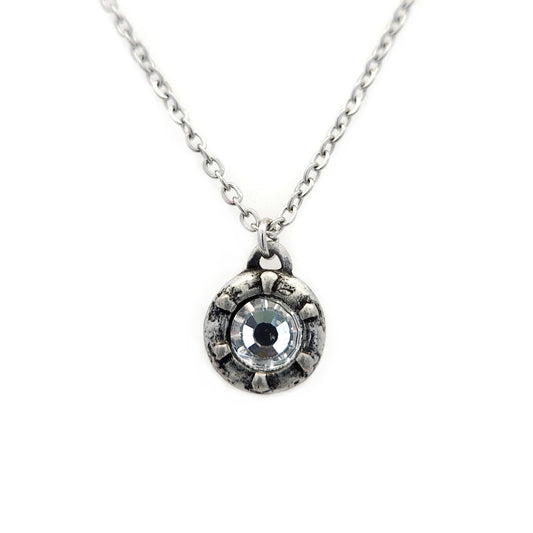CZ Textured Bezel Pendant
