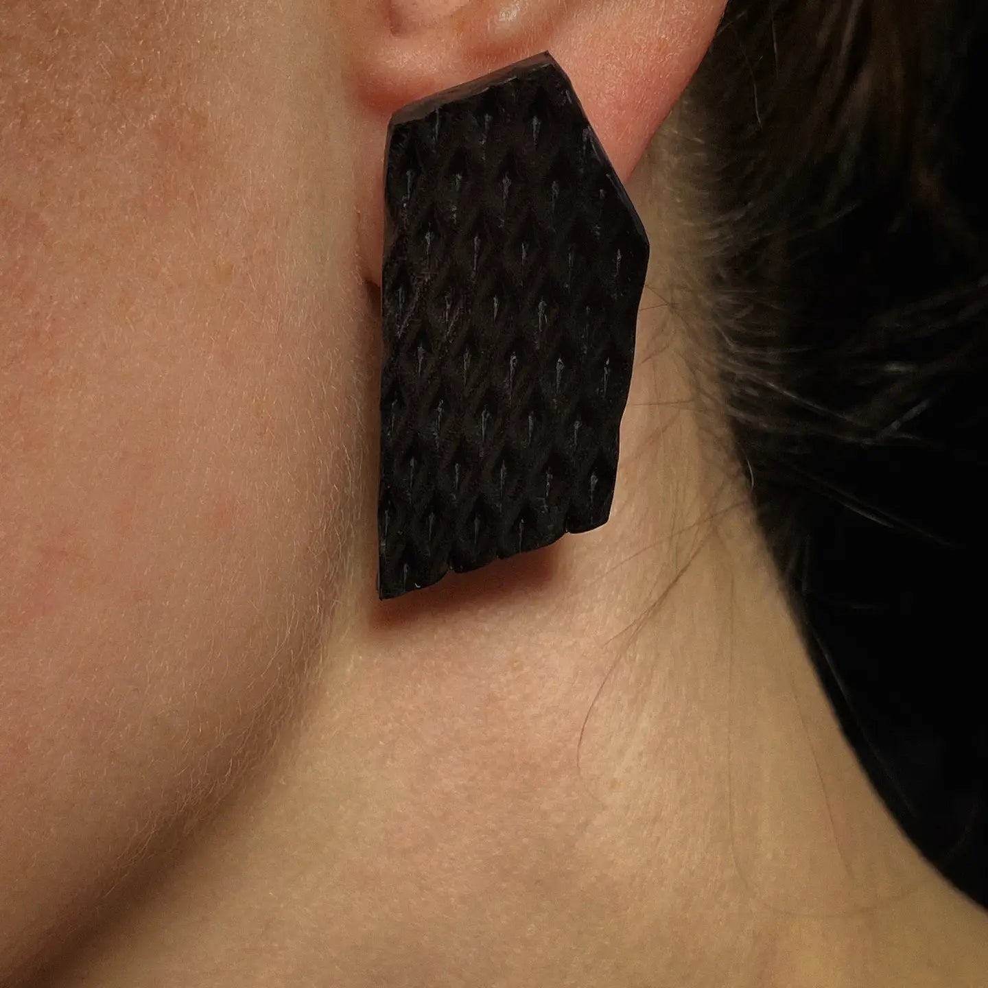 Angular Edge Stud Leather Earrings