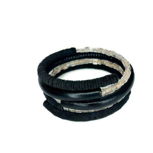 Black Coil Leather Bracelet