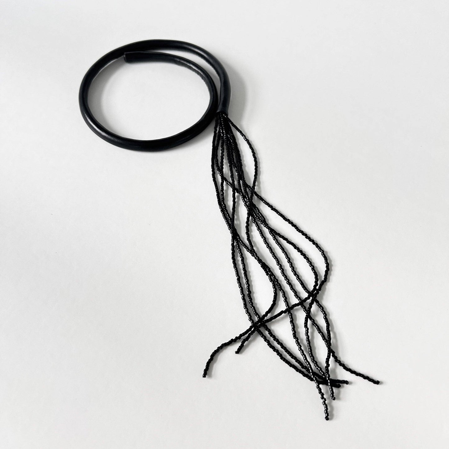 Black Choker with Beaded Tassel