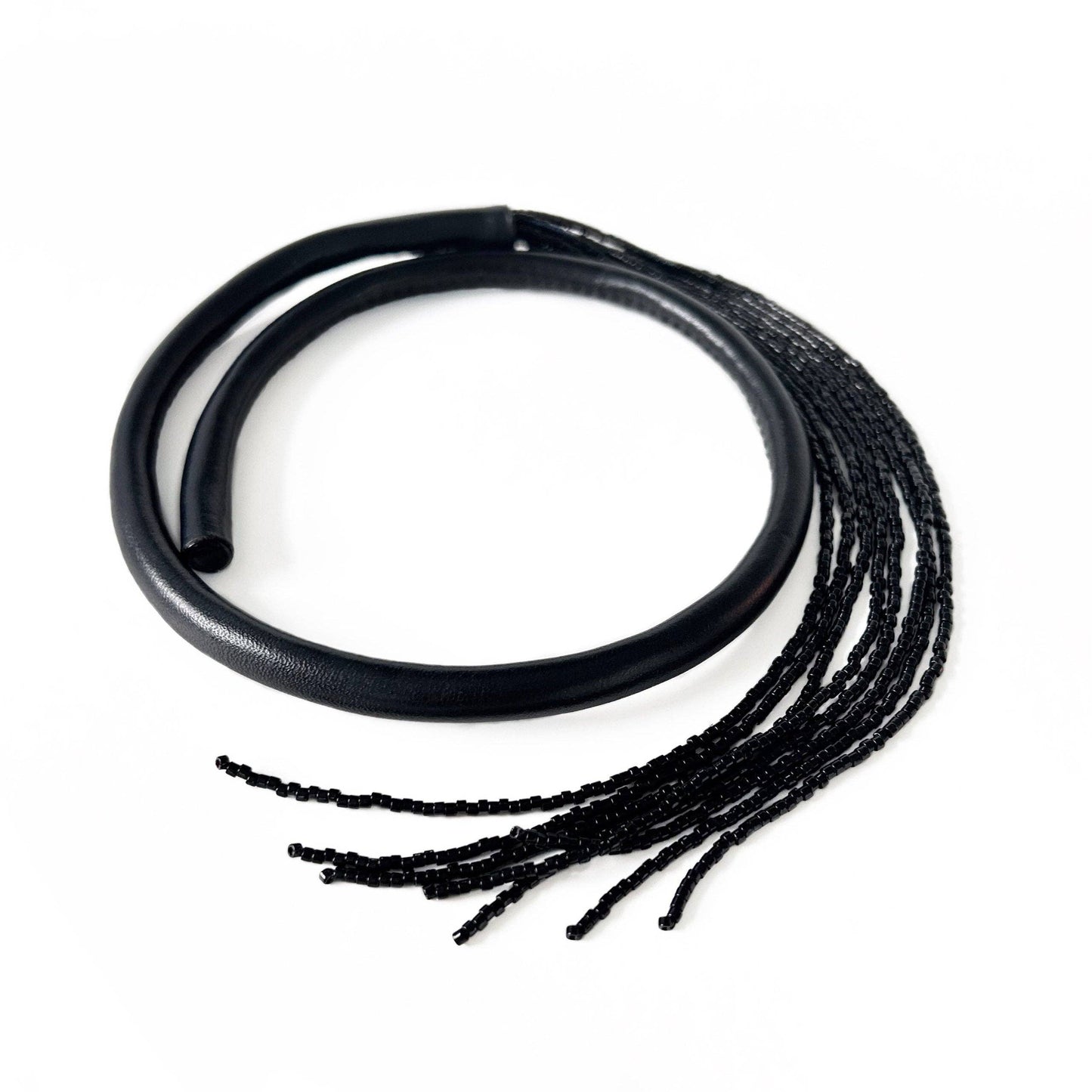 Black Choker with Beaded Tassel
