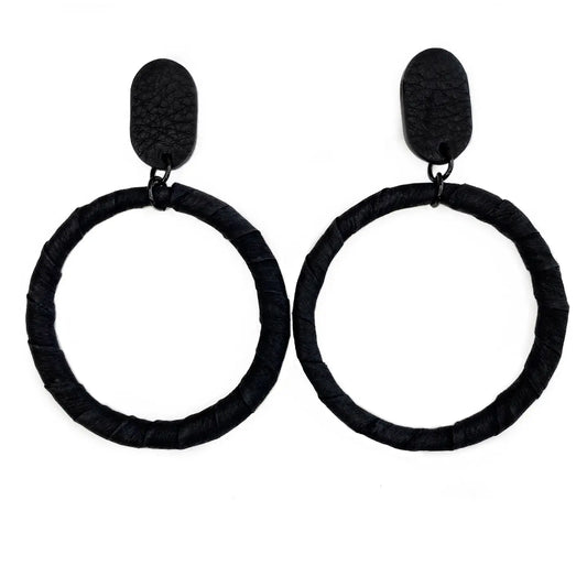 Leather circular hoop earrings