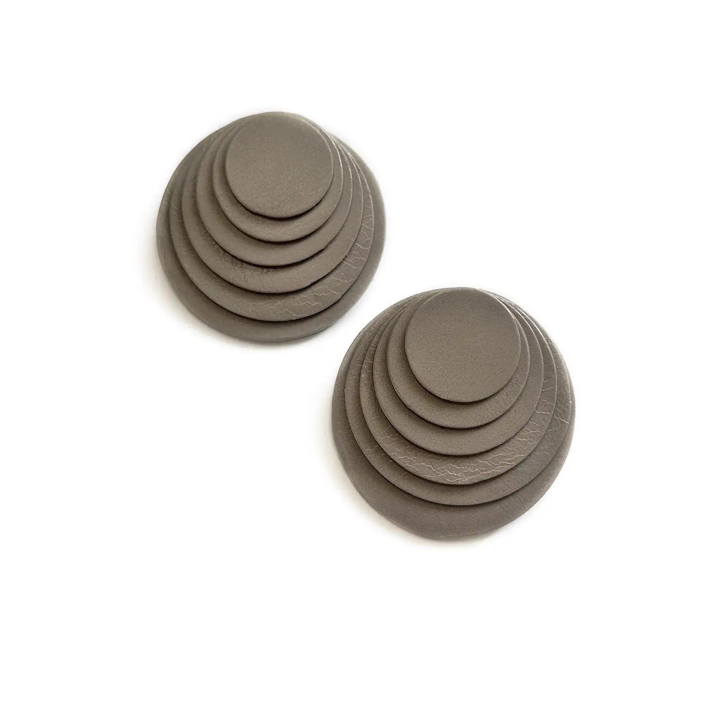 Layered Leather Circular Earrings