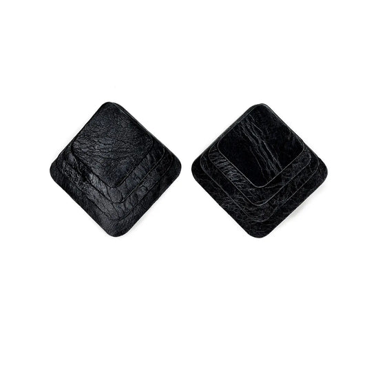 Layered Leather Stud Earrings