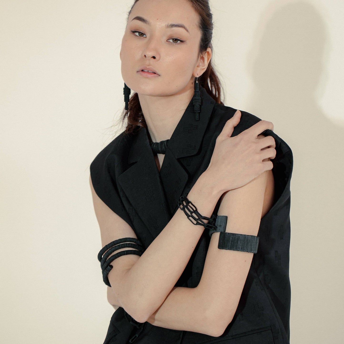 Ribbed Cuff Leather Bracelet