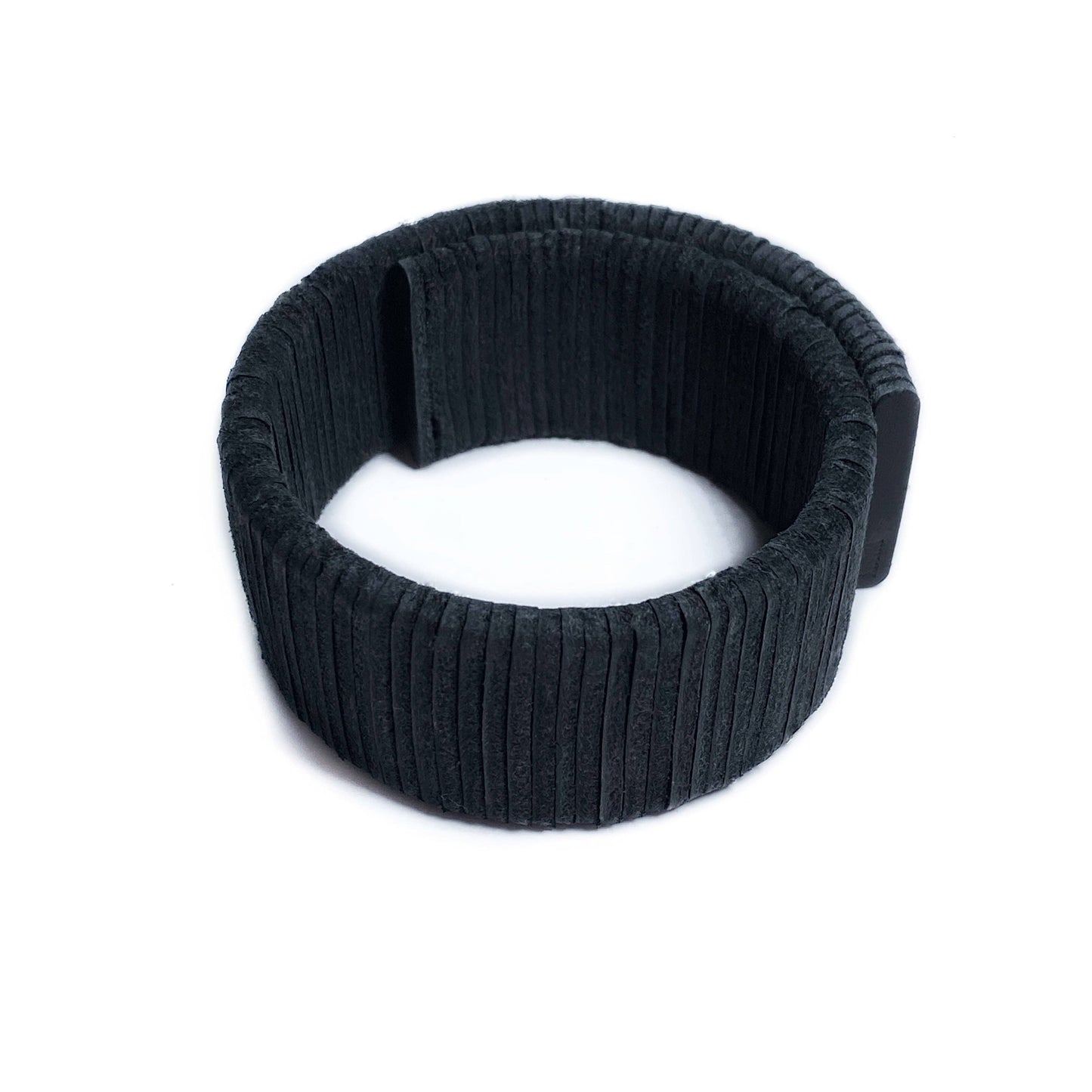 Ribbed Cuff Leather Bracelet