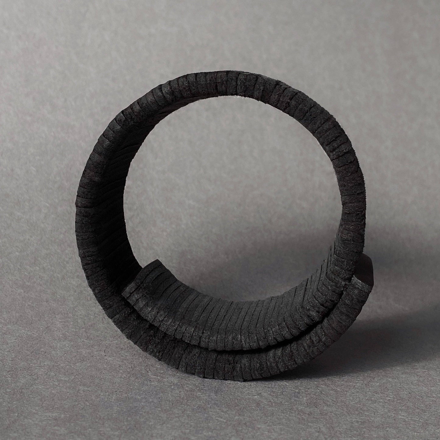 Ribbed Cuff Leather Bracelet
