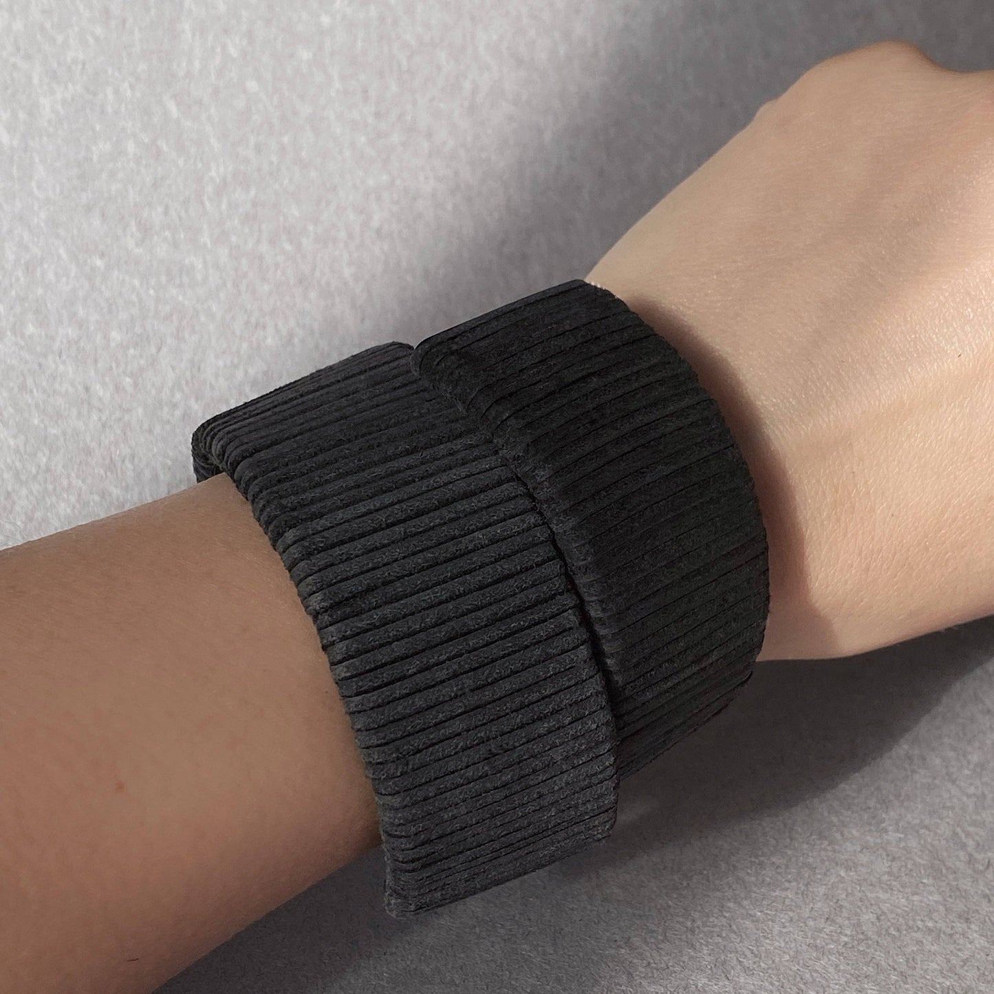 Ribbed Cuff Leather Bracelet