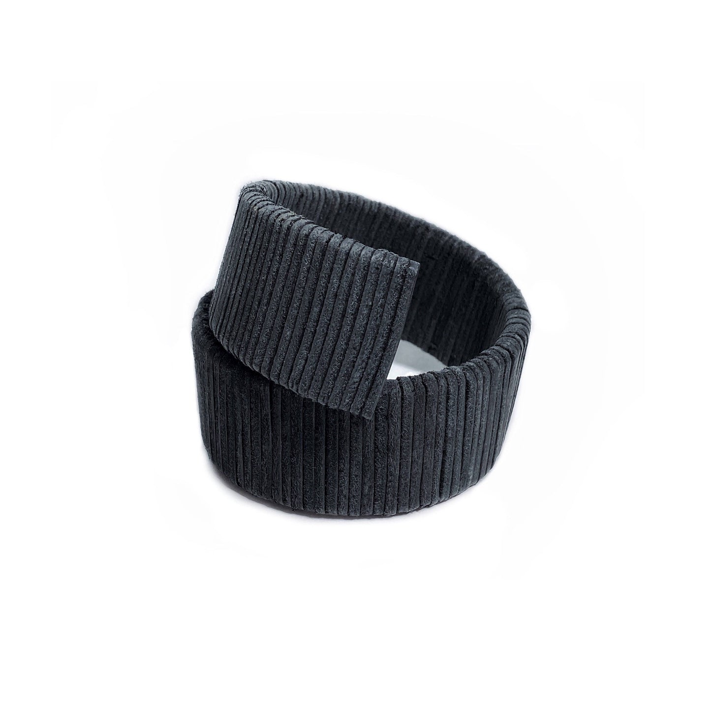 Ribbed Cuff Leather Bracelet