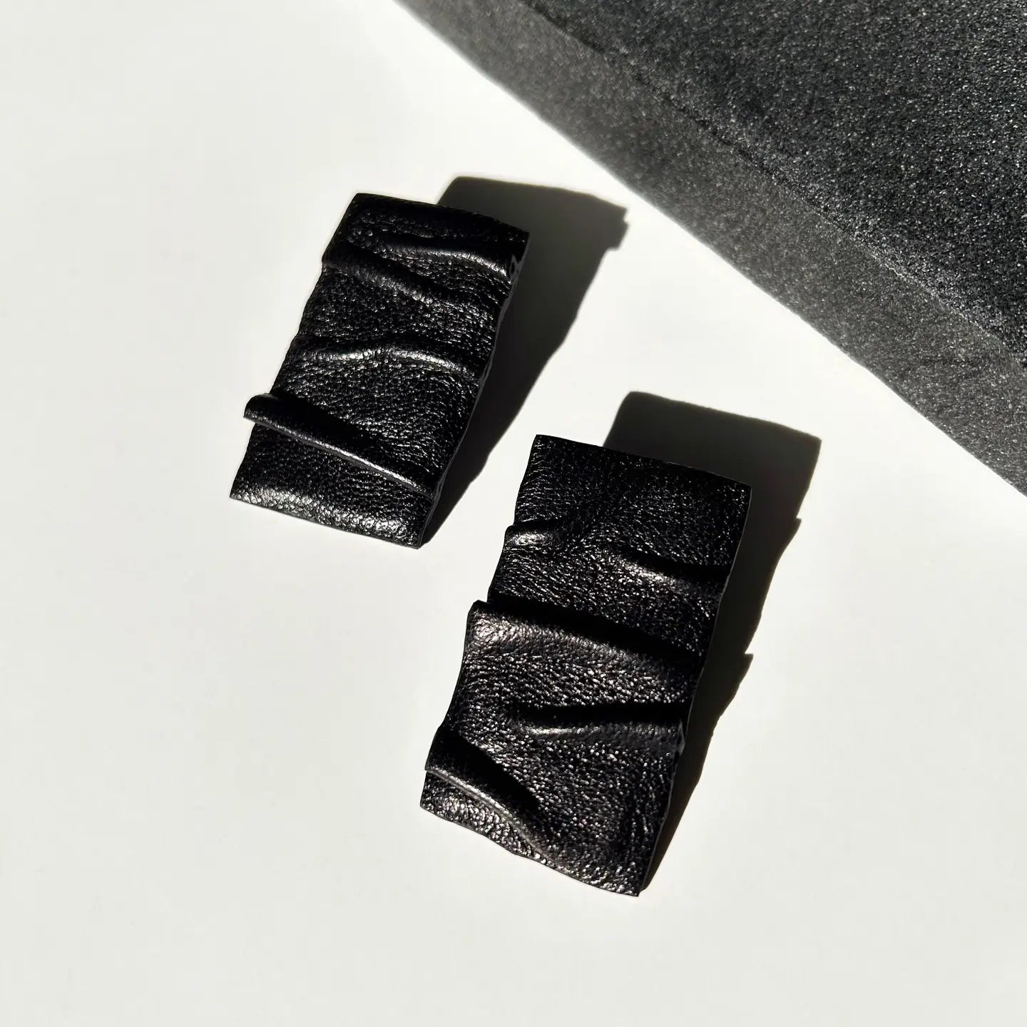 Ripple Leather rectangular stud earrings