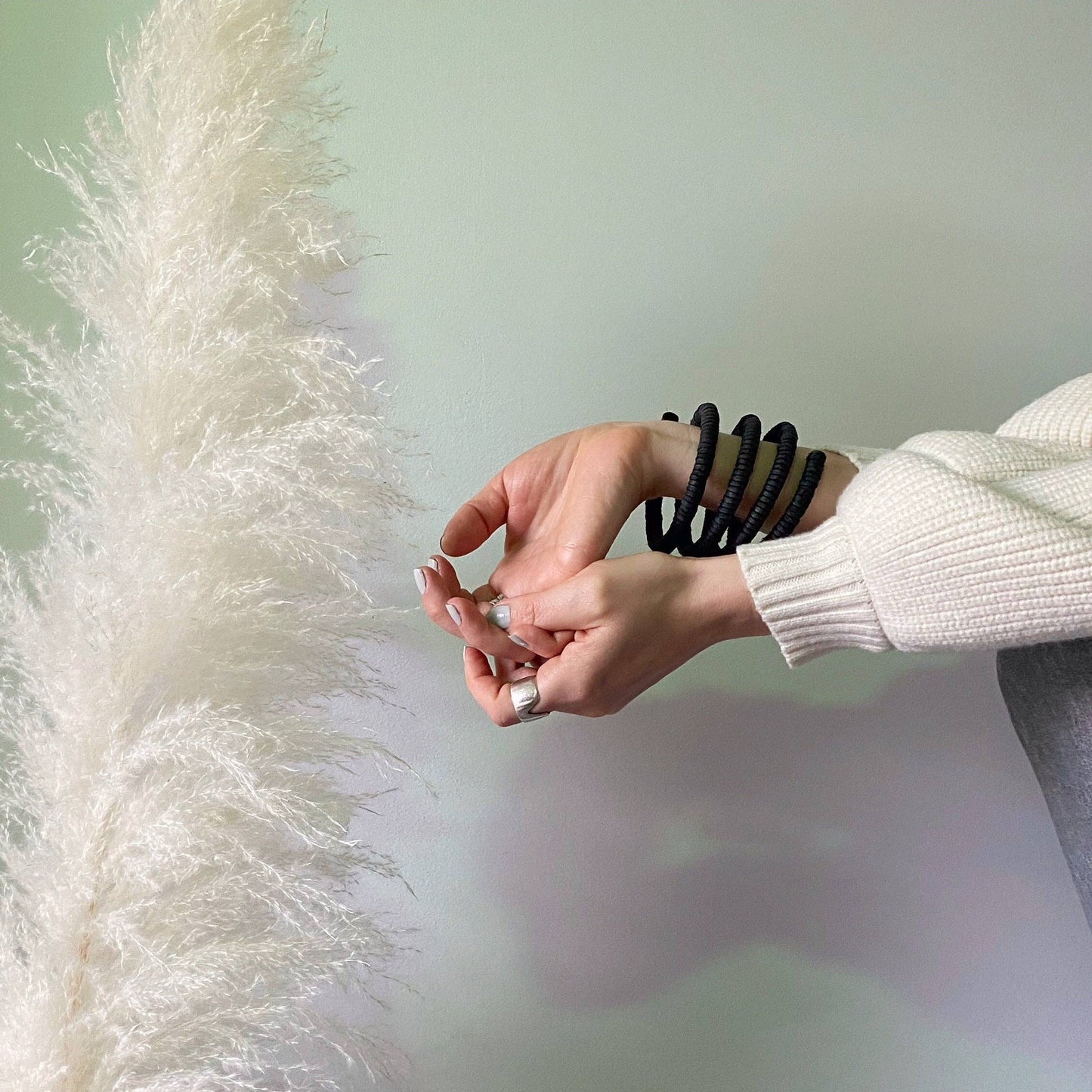 Continuous Coil Cuff Leather Bracelet