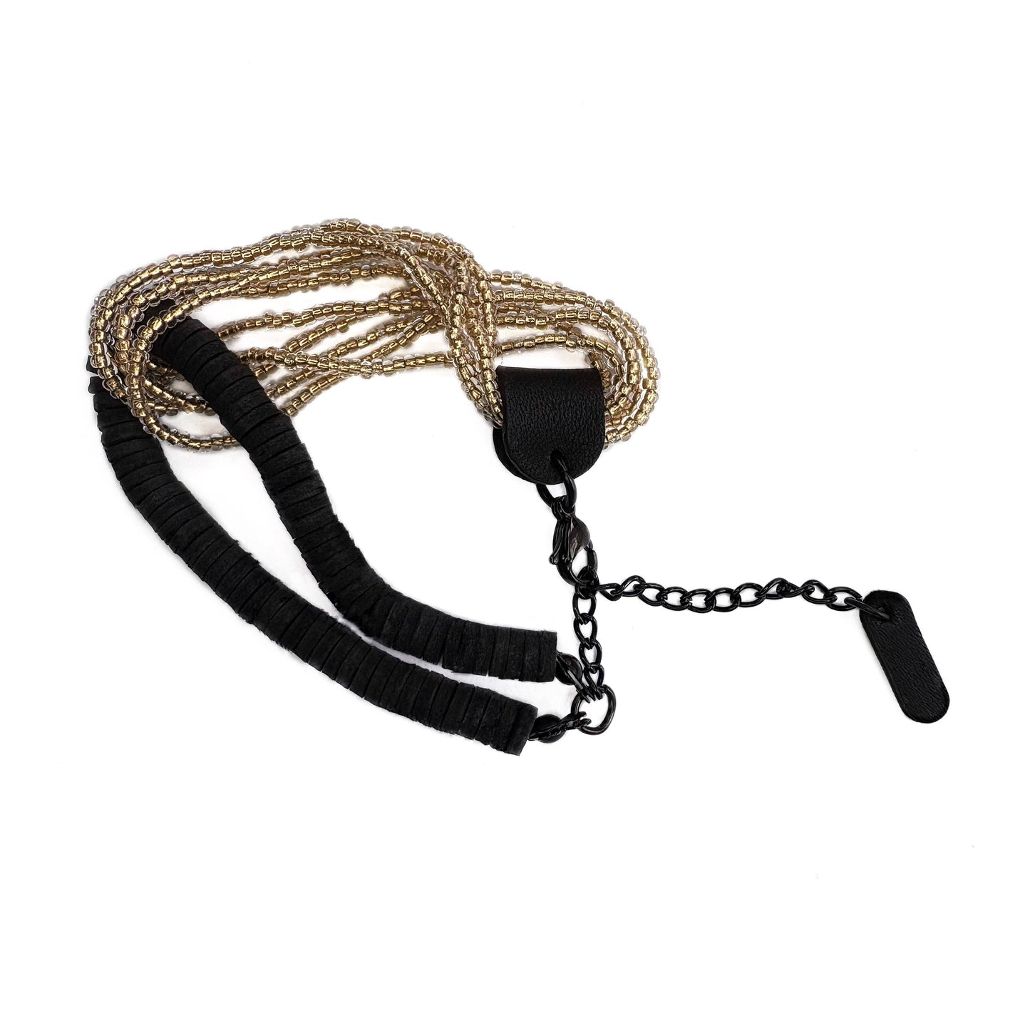 Interlock Glass Bead Leather Bracelet