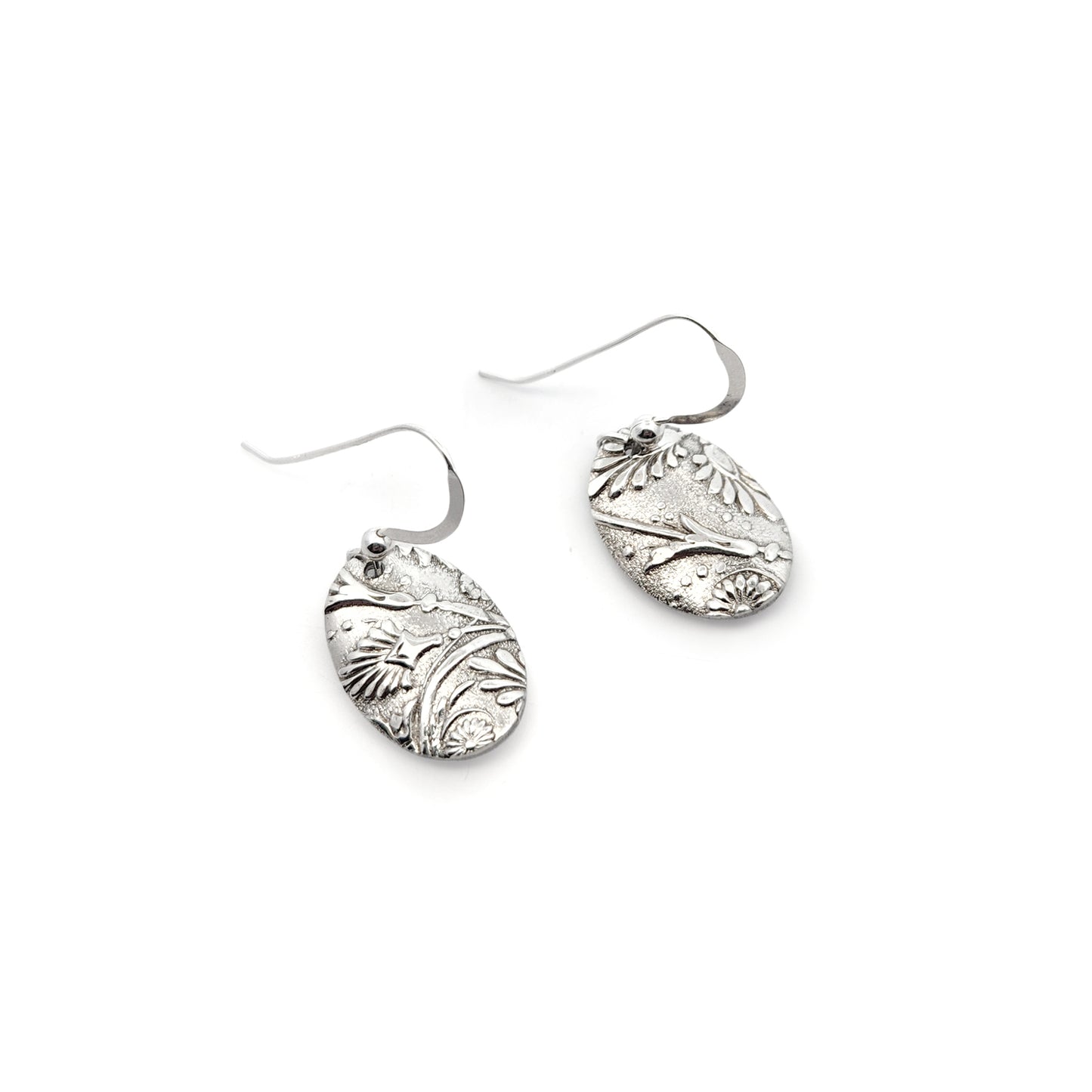 Vintage Silverware Oval Earrings