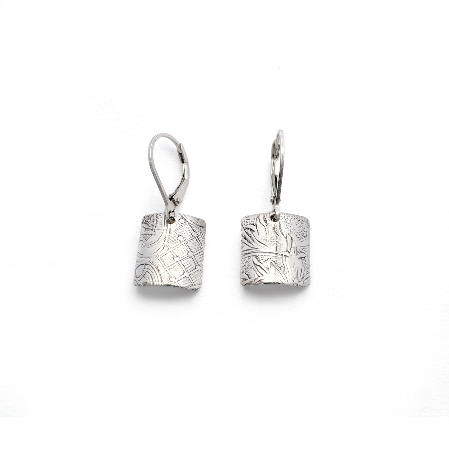 Vintage Silverware Square Earrings