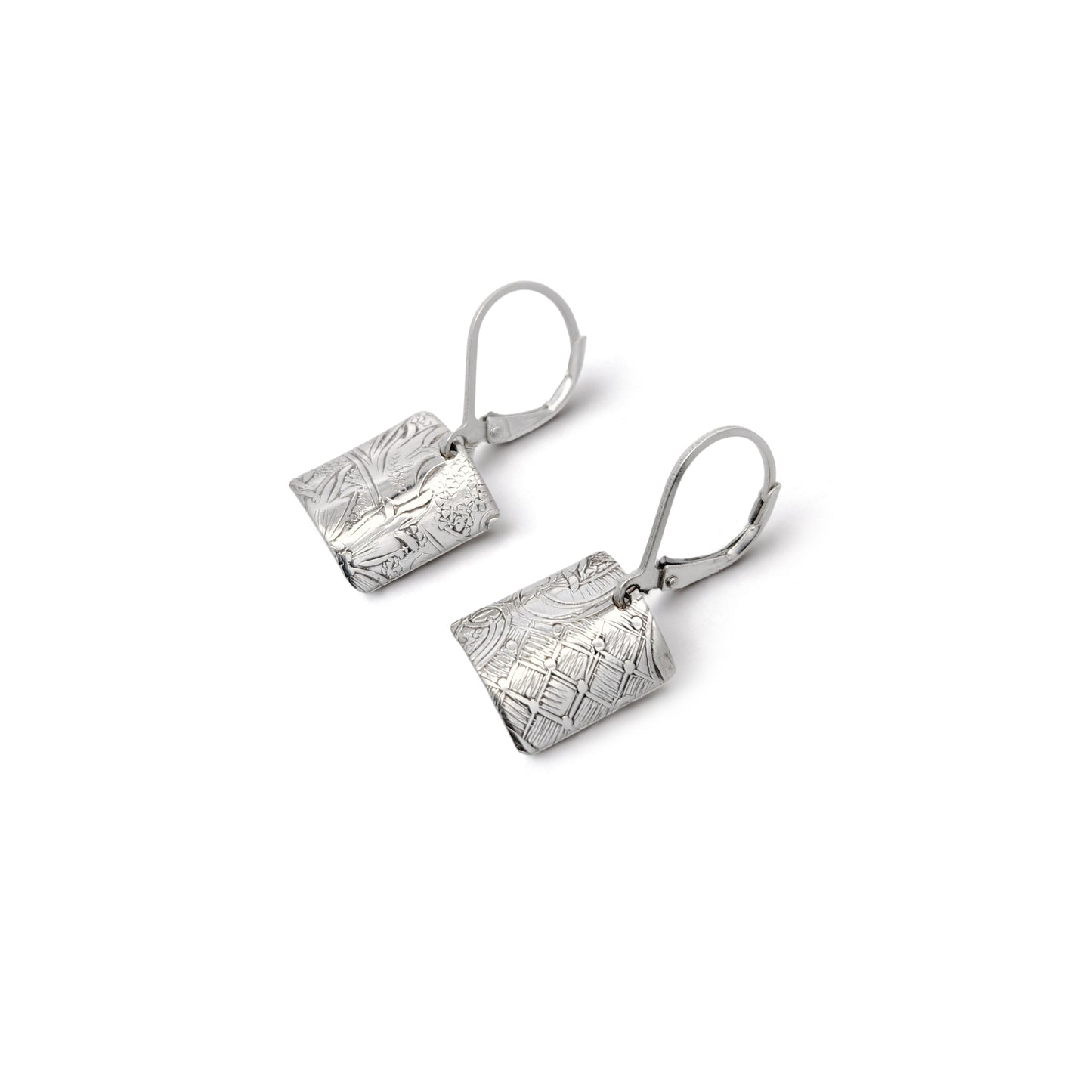 Vintage Silverware Square Earrings