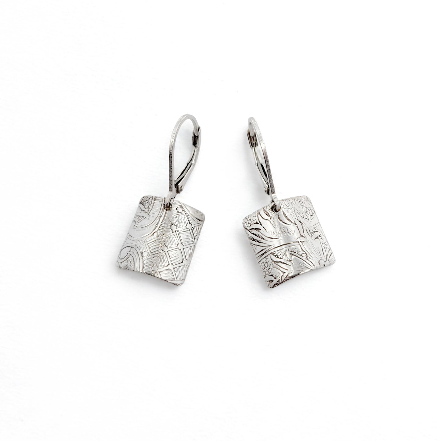Vintage Silverware Square Earrings