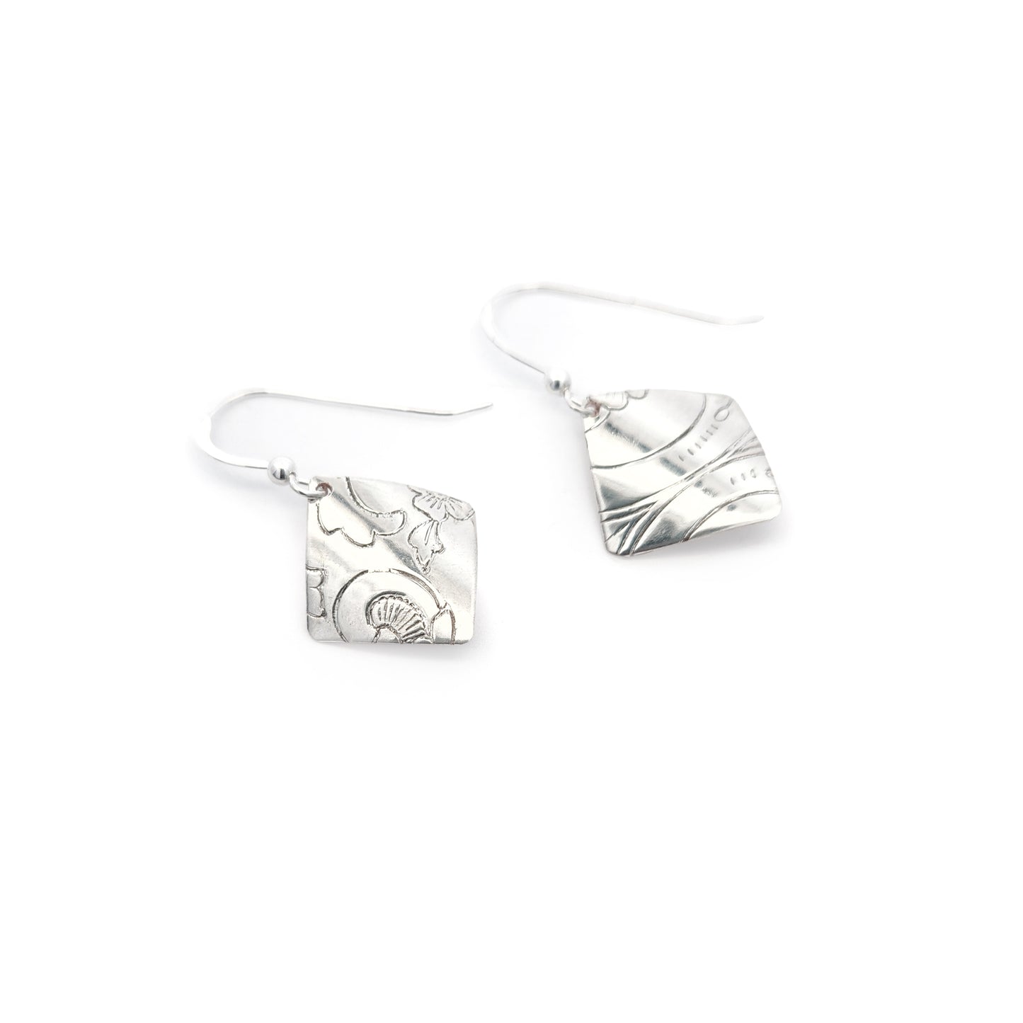 Vintage Silverware Trivet Square Earrings