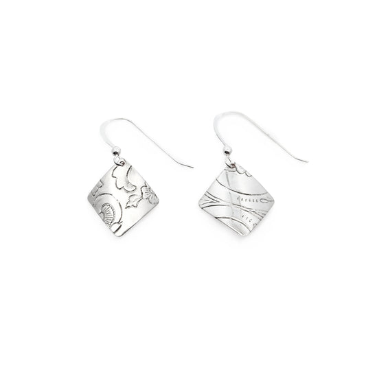 Vintage Silverware Trivet Square Earrings