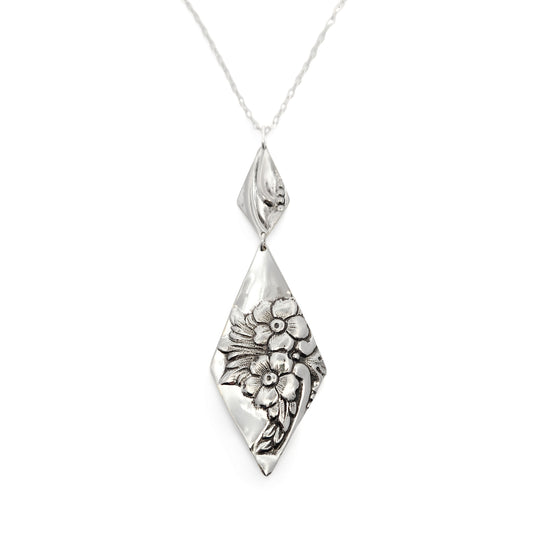 Vintage Silverware Long Diamond Butterdish Piece Pendant