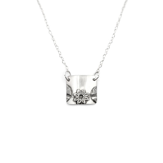 Vintage Silverware Floral Square Pendant