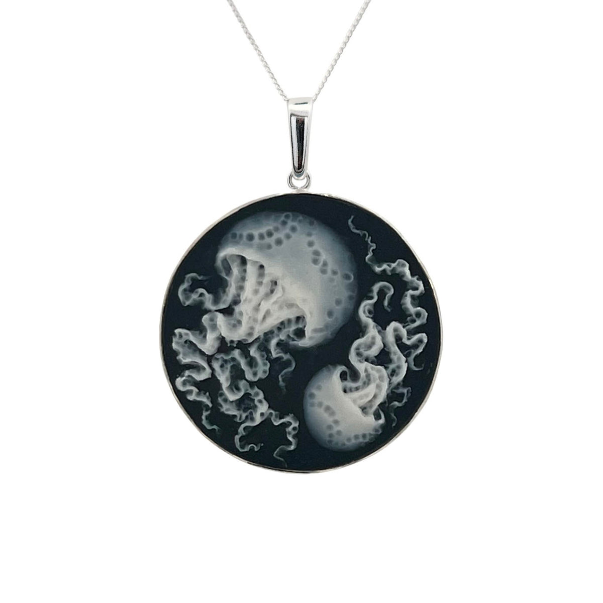 Handmade Polymer Two Jellyfish Large Pendant