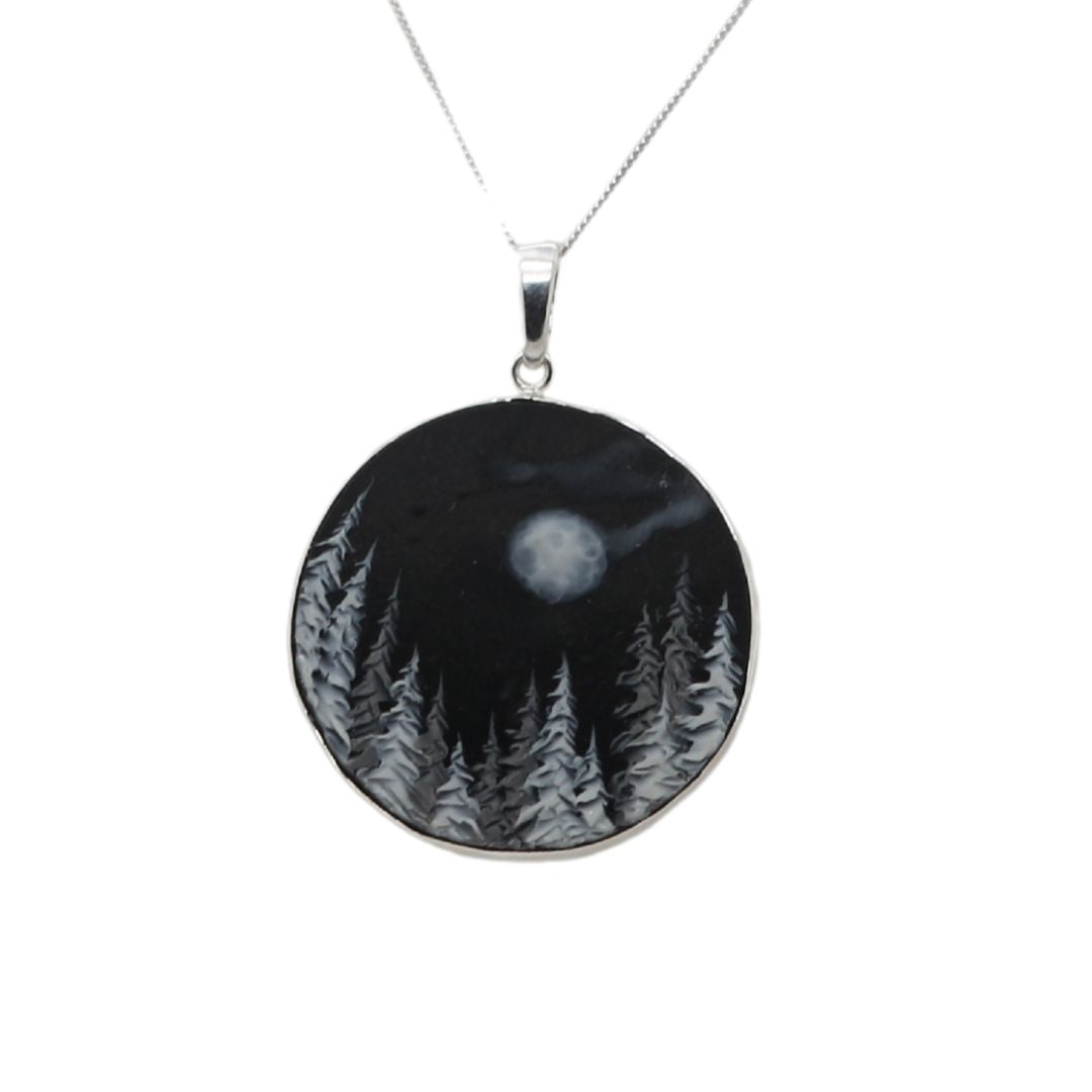 Handmade Polymer Midnight Cedars Large Pendant