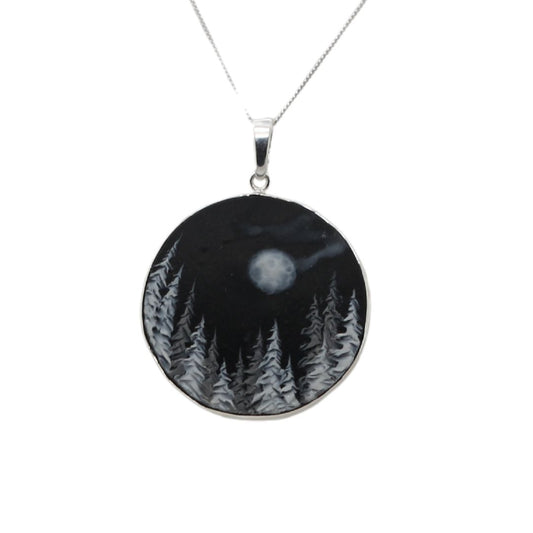Handmade Polymer Midnight Cedars Large Pendant