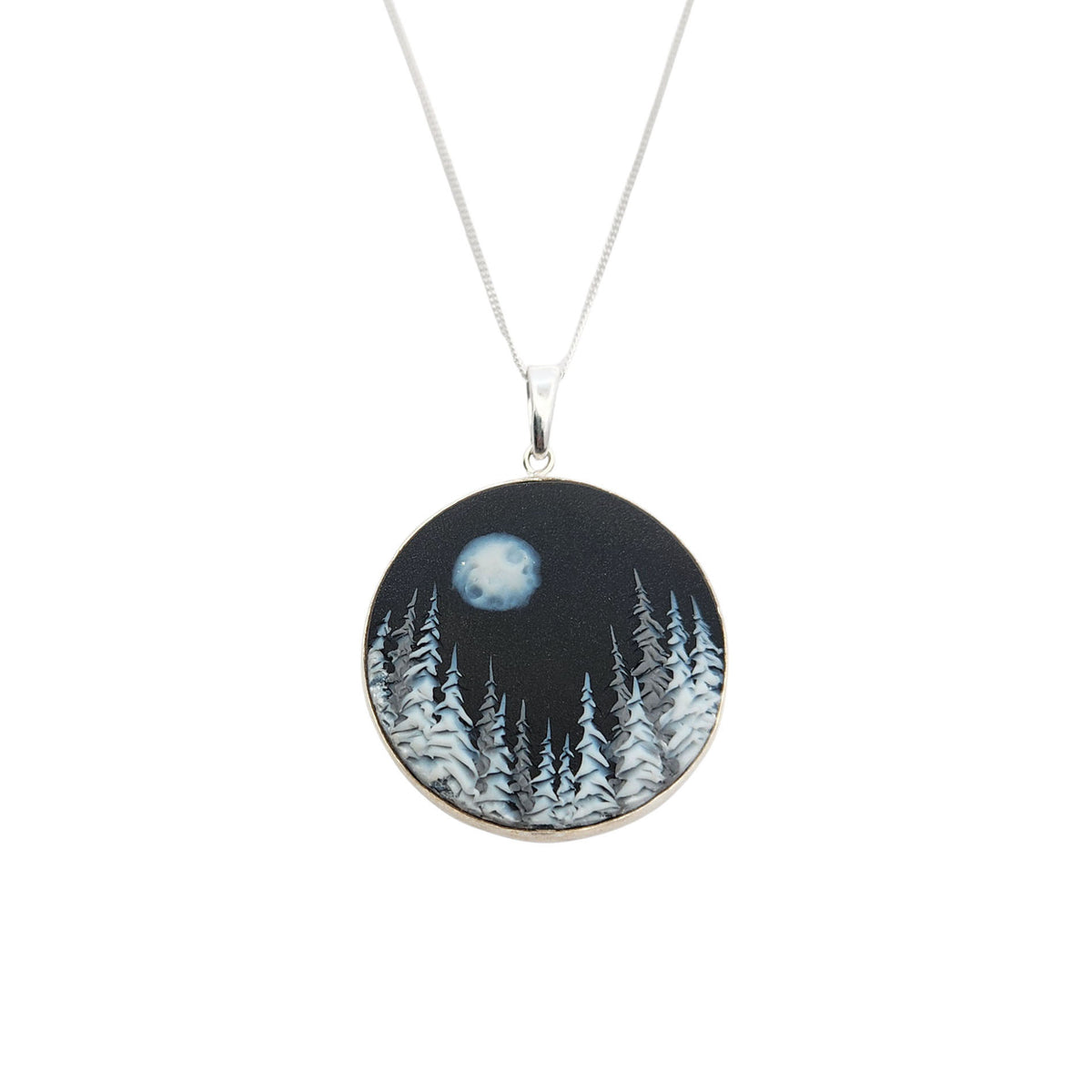 Handmade Polymer Midnight Cedars Large Pendant