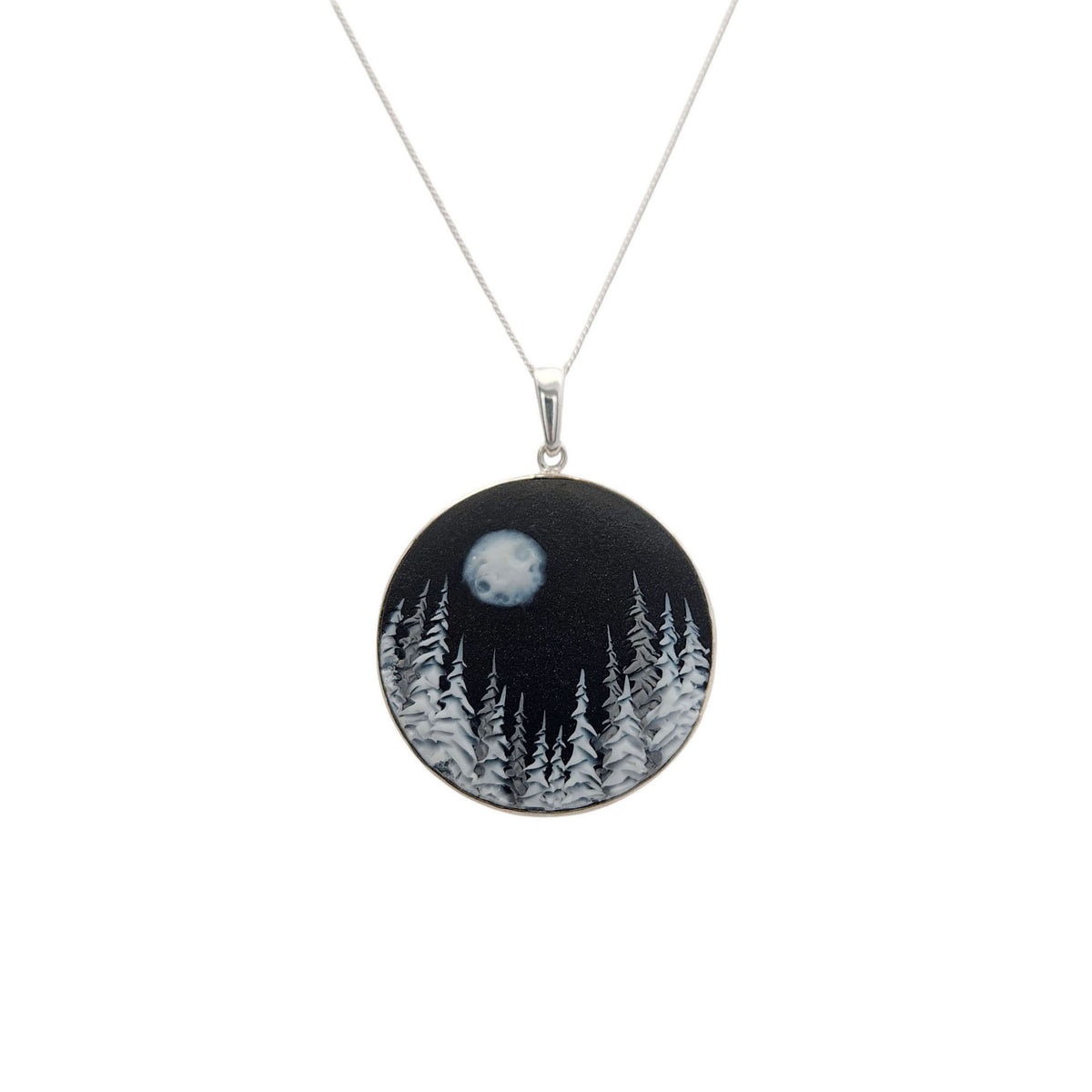 Handmade Polymer Midnight Cedars Small Pendant