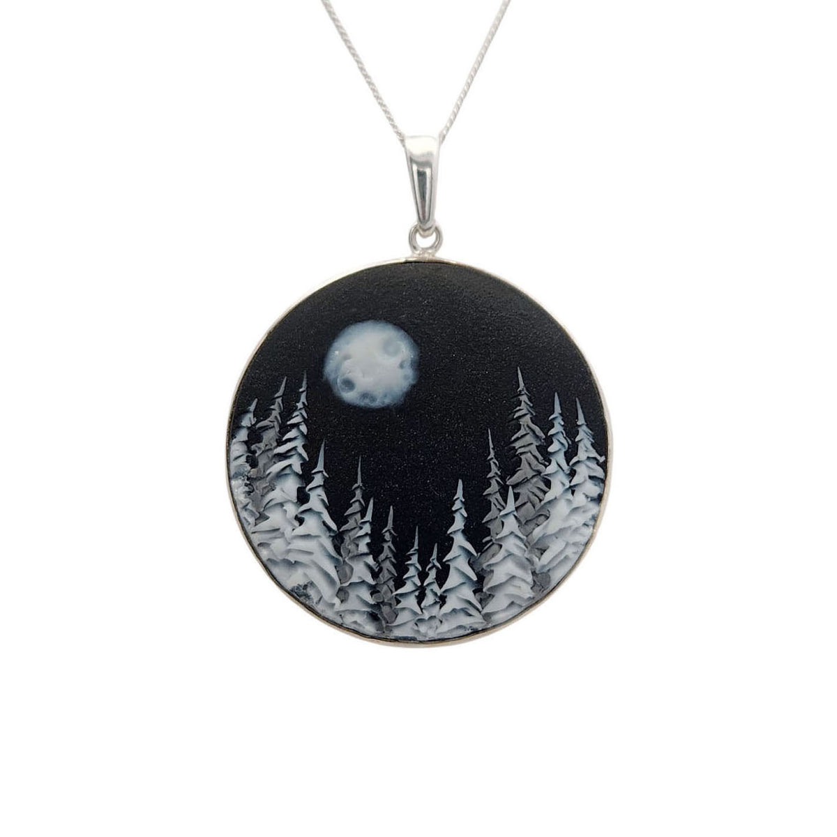 Handmade Polymer Midnight Cedars Large Pendant