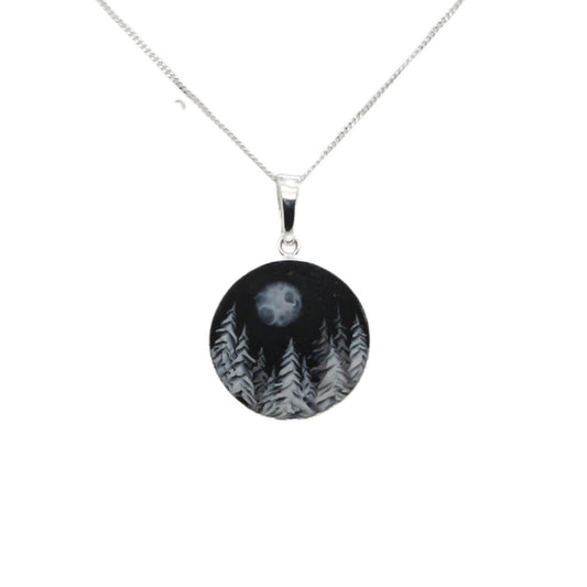 Handmade Polymer Midnight Cedars Small Pendant