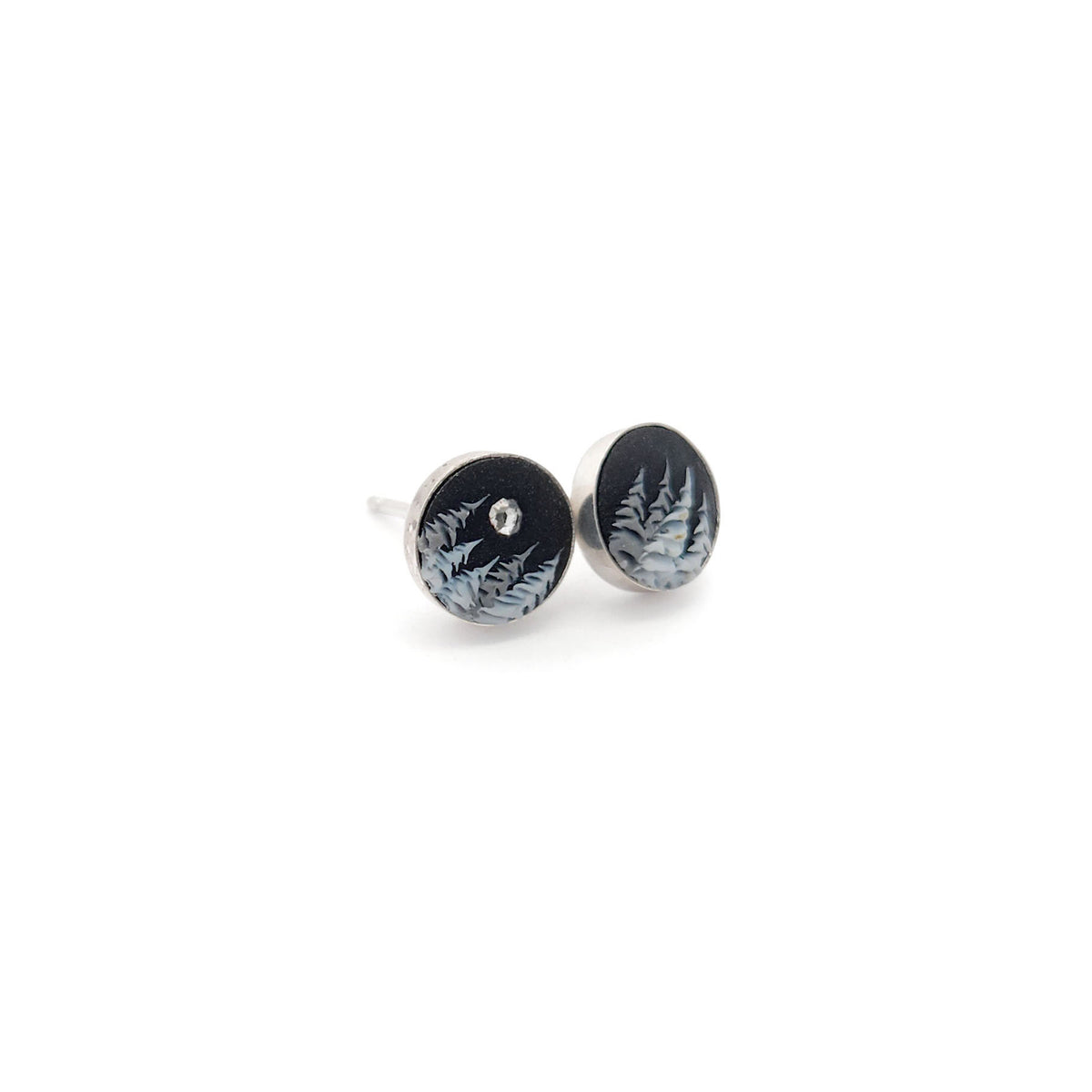 Handmade Polymer Midnight Cedars & Rhinestone Studs