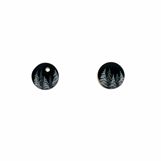 Handmade Polymer Midnight Cedars & Rhinestone Studs