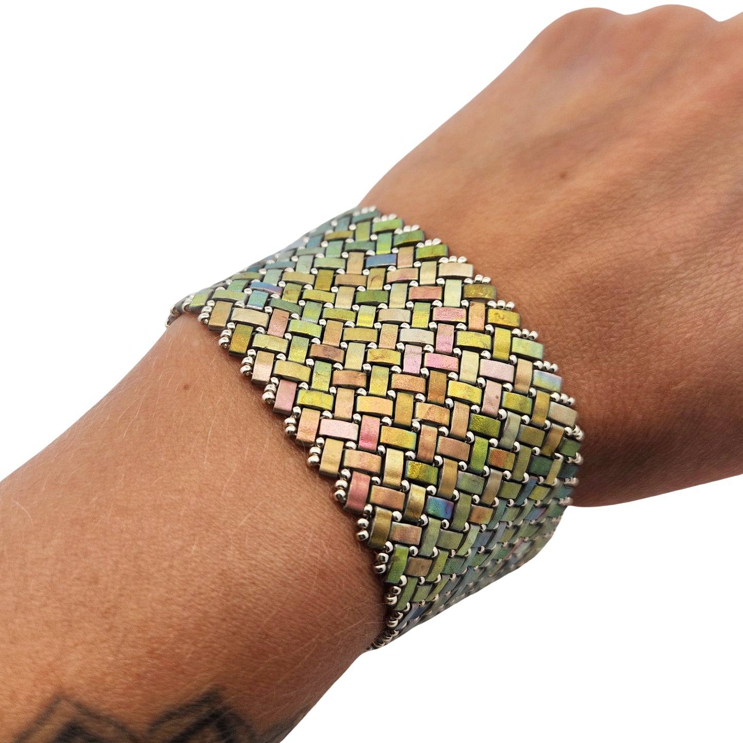 Light Green Tile Beaded Bracelet