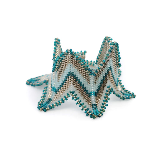 Turquoise Zig-Zag Beaded Bracelet