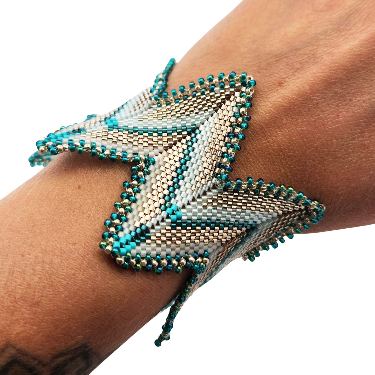 Turquoise Zig-Zag Beaded Bracelet