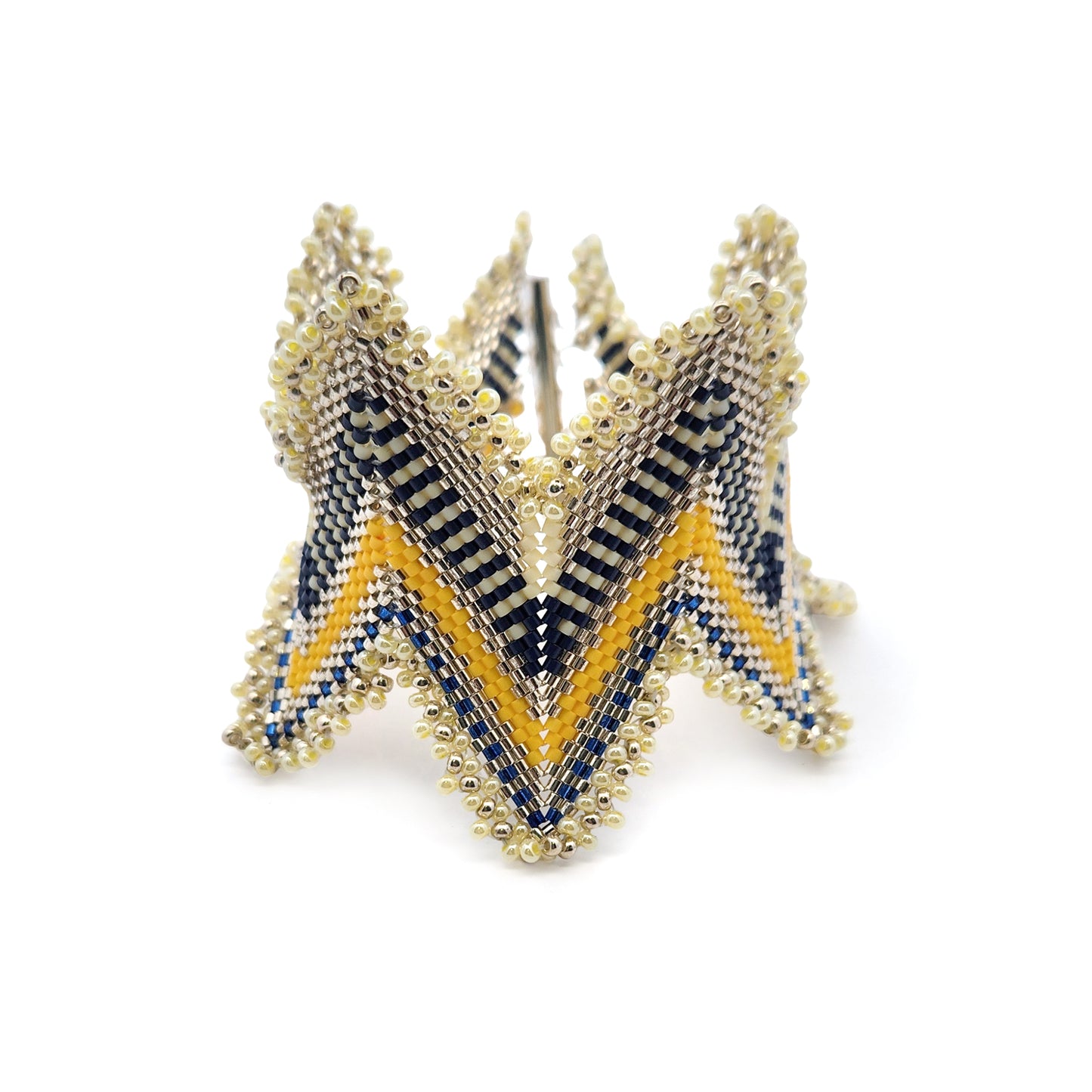 Yellow & Blue Zig-Zag Beaded Bracelet