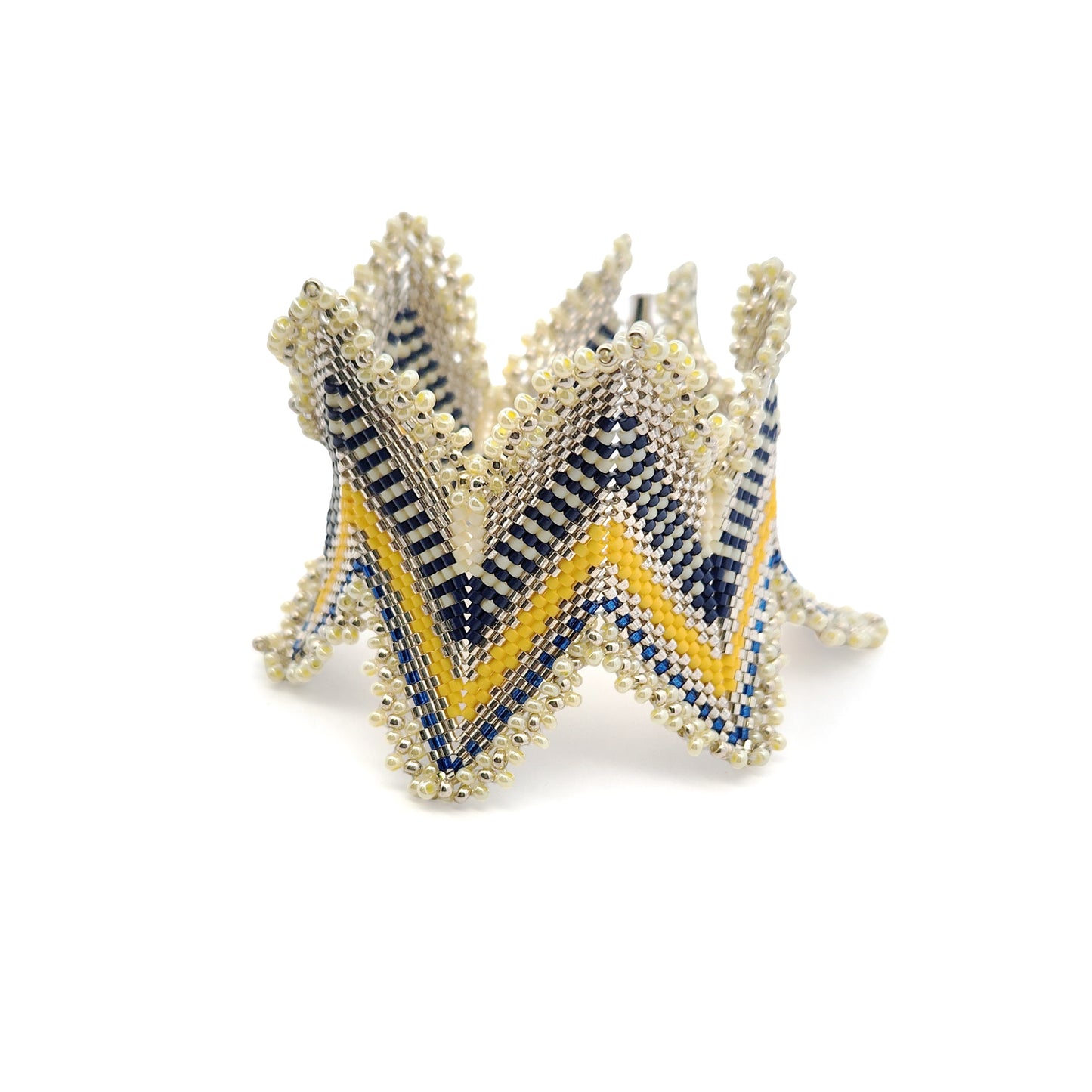 Yellow & Blue Zig-Zag Beaded Bracelet