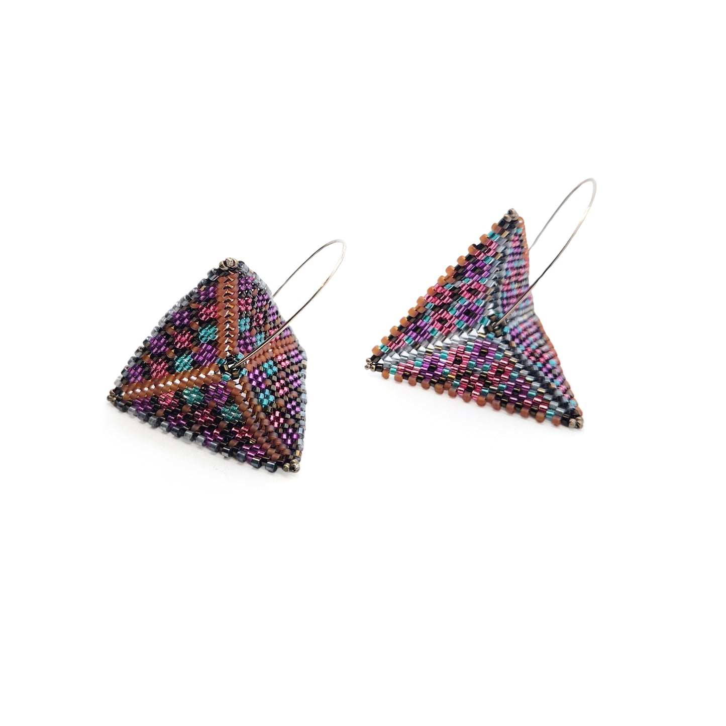 Purple Asymmetric Beaded Earrings