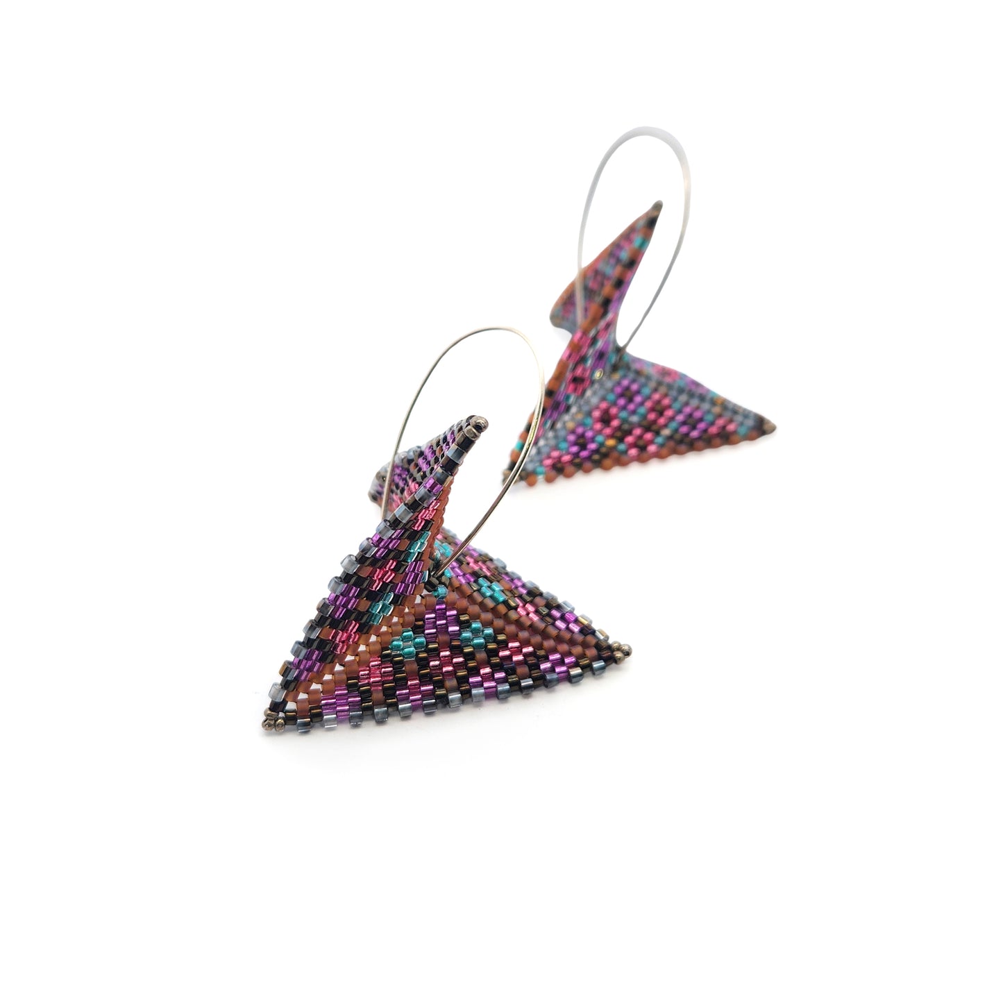 Purple Asymmetric Beaded Earrings