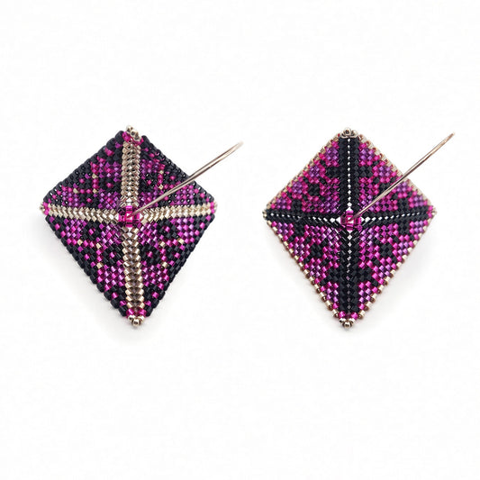 Pink & Black Asymmetric Beaded Earrings