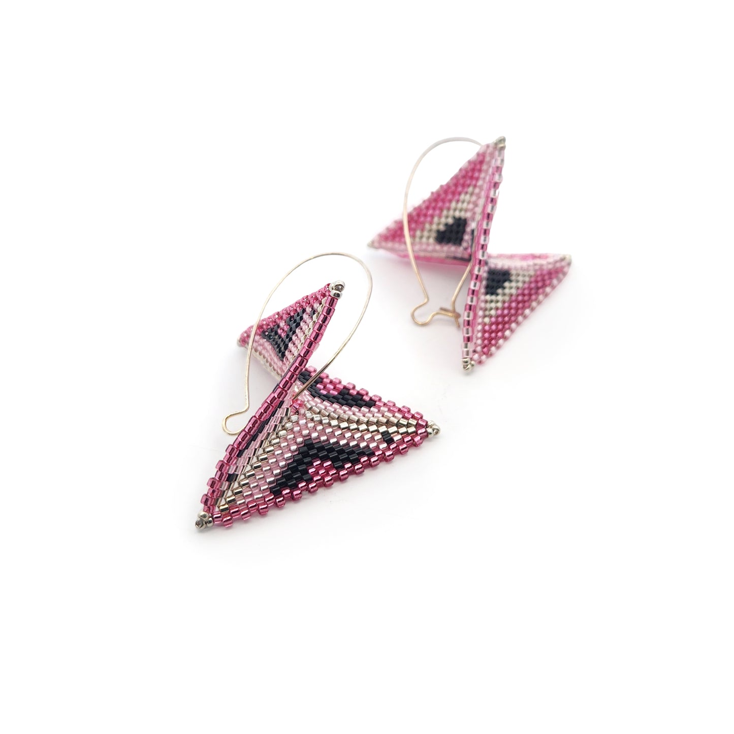 Magenta Asymmetric Beaded Earrings