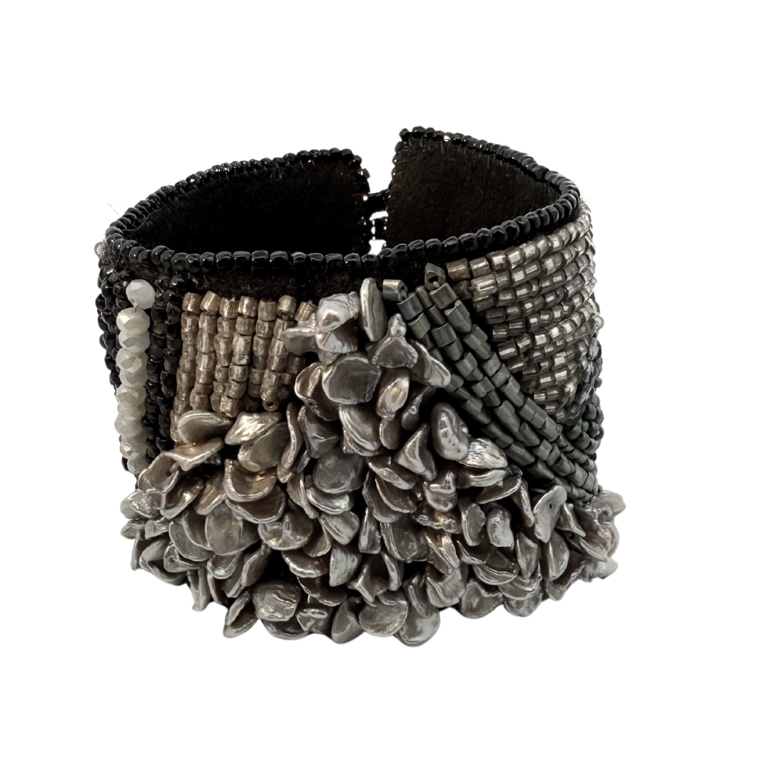 Silver Freshwater Pearls Beaded Bracelet