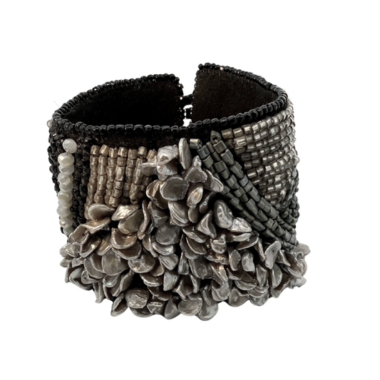 Silver Freshwater Pearls Beaded Bracelet