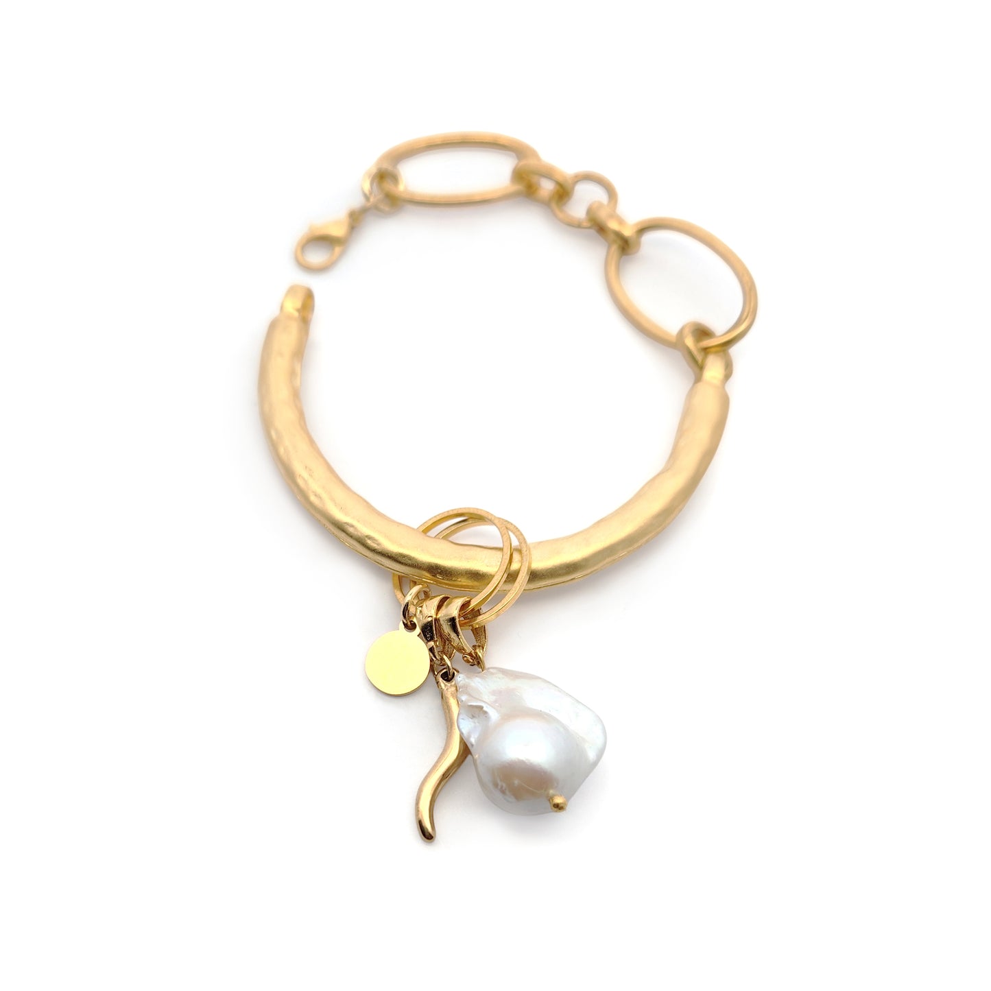 Gold-Filled Pearl Charm Bracelet